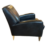 American Leather Brand Arm Chair, Top Grain Leather, Black